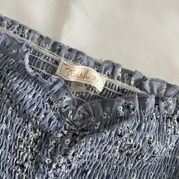 New Blush Bj Plus Size Ash‎ Blue Floral Crop Top Women's Size 2XL - Picture 7 of 11